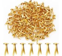 200 Pcs Split Pins, Paper Fasteners, Scrapbooking Brads Split Pin, 8mmx17mm Gold Clips Round Head Mini Brass Pins for Paper Craft DIY Stamping Scrapbook Office Household