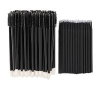 200 Pcs Spoolies Set - 100 Mascara Wands and Lip Brushes Double-headed, 100 Micro Swabs Applicator Disposable Eyelash Brushes Lipstick Tester Makeup Applicator Tool Black