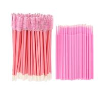 200 Pcs Spoolies Set - 100 Mascara Wands and Lip Brushes Double-headed, 100 Micro Swabs Applicator Disposable Eyelash Brushes Lipstick Tester Makeup Applicator Tool Pink