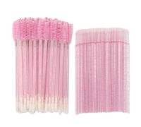 200 Pcs Spoolies Set - 100 Mascara Wands and Lip Brushes Double-headed, 100 Micro Swabs Applicator Disposable Eyelash Brushes Lipstick Tester Makeup Applicator Tool, Crystal Pink