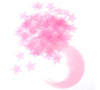 200 Pcs Stars and 1 Moon Glow in The Dark for Ceiling 3D Plastic Glow Stars Moon for Ceiling, Pink Glow in The Dark Star Stickers Glowing Wall Stickers for Kids Room Decor