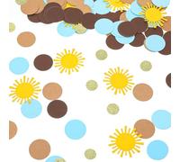 200 Pcs Sun Confetti Sunny Dots Confetti Baby Shower Confettis Glitter Table Decoration Baby Shower Decorations for Birthday Supplies Gender Reveal Party First Trip Around the Sun