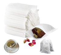 200 Pcs Tea Filter Bags, 7 x 9 cm Mesh Bags Reusable Cotton Drawstring Tea Disposable Tea Bag for Spices Storage Loose Tea and Coffe Cooking