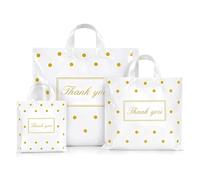 200 PCS Thank You Bags with Handles - Plastic Shopping Bags Bulk, 3 Assorted Sizes , Heavy Duty Tear Resistant Retail Bag for Small Business, Boutique, Party Favors, Candy Treats & Gift Packaging