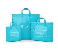 200 PCS Thank You Bags with Handles - Plastic Shopping Bags Bulk, 3 Assorted Sizes , Heavy Duty Turquoise Retail Bag for Small Business, Boutique, Party Favors, Candy Treats & Gift Packaging (teal)