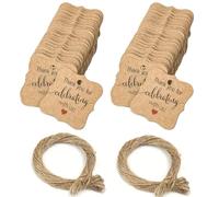 200 PCS Thank You Tags, with Love Kraft Gift Tags, Brown Paper Tags Gift Tags with Strings Hanging Label, Hang Wedding Labels Tag for Wedding Favors (Opposite Sex)