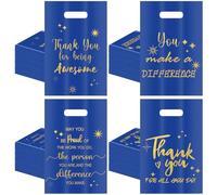 200 Pcs Thanks Gift Bag Bulk with Handle Thank You Plastic Bag 8''x 12'' Goodie Treat Shopping Wrap for Business Retail Store Housekeeping Birthday Party Favor Employee Appreciation Merchandise Team