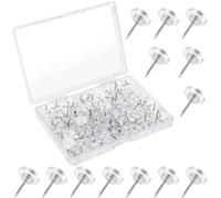 200 Pcs Transparent Pushpin, Thumbtack, Clear Plastic Head Pushpins, Steel Point Push Pins, Flat Head Push Pin, With Storage Box, for Cork Board Bulletin Boards for School, Office, Cork Board