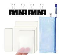 200 PCS Transparent Sticky Notes, Self-Stick Clear Sticky Notes with A4 Plastic Mesh Zipper Bags 4 Black Binder Clips, Revision Stationary for Tracing, Noting, Review,Sketch Drawings