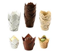 200 Pcs Tulip Muffin Cases for Baking, Tulip Cupcake Cases Greaseproof Muffin Cups, Small Large Muffin Cases Muffin Liners, Cup Cake Cases for Baking, Christmas Wedding Birthday Party, Vintage Style C