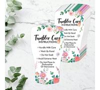 200 PCS Tumbler Care Instruction Cards, Floral Design Customer Direction Card Double-Side Printing Cup/Mug/Glass Care Tips for Small Business Online Shop Owner (3.5” x 2”)