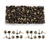200 Pcs Upholstery Nails, Upholstery Tacks Pins, Furniture Decorative Thumbtacks, Antique Push Studs Pins, Drawing Picture Chairs Carpet Nails Studs Tacks - 11x17 MM (Bronze)