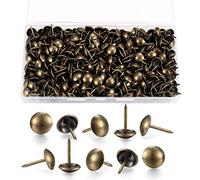200 Pcs Upholstery Tacks, Antique Bronze Decorative Thumb Tacks, Furniture Push Nail Pins with Plastic Storage Box(11 * 17mm)