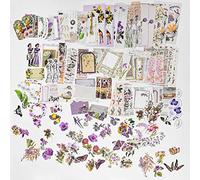 200 Pcs Vintage Scrapbooking Sticker Set,Retro Journaling Supplies Aesthetic Decorative Stationery Paper,Washi DIY Art Craft Botanical Animals Kits Collage,for Writing,Drawing,Album,Travel Journal