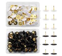 200 Pcs White Drawing Pins Kit Round Head Thumbtacks Metal Push Pins Drawing Pins for Notice Board Decorative Thumb Tacks for Pinboard Bulletin Board Map Photo Wall, White and Black
