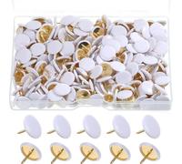 200 PCS White Drawing Pins, Round Head Thumbtacks, Metal Push Pins Drawing Pins, Metal Push Pins with Storage Box for Board Map Photo Wall, Pinboard, Bulletin Board, Office, Home
