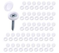 200 Pcs White Hinged Screw Head Covers, Plastic Screw Cover Caps, Decorative Toilet Screws Caps for M5 Screws, Durable for Furniture, Cabinets, and Fixtures