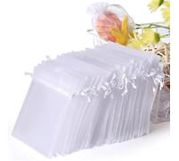 200 Pcs White Organza Drawstring Bags 7x9cm - Elegant Wedding Favor Pouches for Candy, Jewelry, Gifts & Party Decor