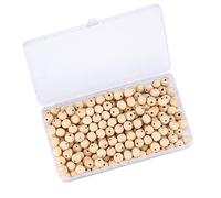 200 Pcs Wooden Beads Set, Natural Round Wood Beads with Storage Box for DIY, Jewelry Craft Making, Crafting, Handmade Decorations, Wooden Decorative Bead(12mm)