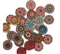 200 Pcs Wooden Buttons for Crafting, 15mm Mixed Colourful Vintage Round Button Set, Ideal Buttons for Baby Cardigans, Sewing, Dress, DIY Clothes and Decorations