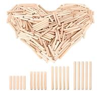 200 Pcs Wooden Dowels, 4 Sizes Mixed Wood Dowels, 6mm Dowel, Assorted Dowel Pins for Professional Carpenters DIY, Craft Projects, Furniture Woodwork