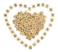 200 Pcs Wooden Scrabble Letter Tiles Scrabble Tiles for Crafts, A-Z Capital Letters Recognition Block Scrabble Crossword Game, Wooden Alphabet Tiles for Making Alphabet Coasters DIY Wood Gift