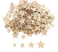 200 Pcs Wooden Star, 4 Sizes Mixed Unfinished Wood Cutout Star Shape Embellishment for Christmas Wedding Party Scrapbook Hat Shoes Decoration DIY Art Crafting 10/12/15/20mm