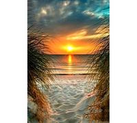 200-piece（35x25cm） Adult Puzzle, Sunset Beach Grassland Paper Creative Landscape Puzzle, Brain-teasing Family Game and Wall Decoration