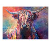 200-piece（35x25cm） Jigsaw Puzzle: Multicolored Cows of Northern European Highlands Art Painting Jigsaw Puzzle, 1000-piece Adult Family Game Toy