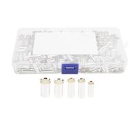 200 - Piece Copper Wire Ferrules Set, 2-8 Gauge Electrical Cable Terminals with Insulating Flares, Silver - Plated Crimp Connectors for Car Amplifiers, Home Appliances, and DIY W