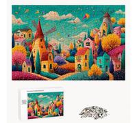 200 Piece Jigsaw Puzzle for Adults, Dream & Small Town Premium Wooden Puzzles with Poster, Classic Cut, Interlocking Pieces for Home Decor & Mindfulness 14 x 10 in - Aged 14+ Only (Not a Toy) P3#78