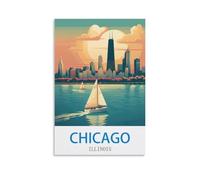 200 Piece Jigsaw Puzzles，Chicago Illinois Puzzles for Adults Educational Game Challenge Toy 200 Pieces 35x25cm