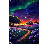 200 Piece Jigsaw Puzzles for Adults, Aurora Flowers 13.8x9.8 inch, Challenging Brain Teaser Puzzle, Premium Cardboard Hobby Gift for Adults & Seniors