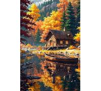 200 Piece Jigsaw Puzzles for Adults Autumn River Cabin Challenging Puzzle Educational Games Puzzle for Adults 200 Pieces Family Game Great Gift Idea, 13.8 x 9.8 inch