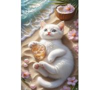 200 Piece Jigsaw Puzzles for Adults Beach Animal Cat Puzzle Fun Challenges Perfect for Relaxation Letter Printed on Back Interlock Perfectly No Dust for Men Women Elders Seniors 13.8 x 9.8 inch