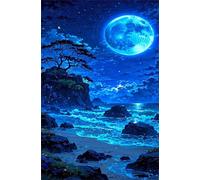 200 Piece Jigsaw Puzzles for Adults Blue Moon Ocean Puzzle Fun Challenges Perfect for Relaxation Letter Printed on Back Interlock Perfectly No Dust for Men Women Elders Seniors 13.8 x 9.8 inch