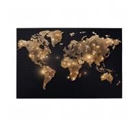 200 Piece Jigsaw Puzzles for Adults, Creative Impossible Puzzles Games for Adults Beginners, Large Wooden Jigsaw with Poster and Storage Box, Gifts for Women, Theme: World Map & Gold 35x25cm D-221