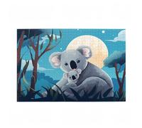 200 Piece Jigsaw Puzzles for Adults, Creative Impossible Puzzles Games for Adults Beginners, Large Wooden Jigsaw with Storage Box, Gifts for Women Men, Home Decor, Theme: Koala & Moon 35x25cm D-589