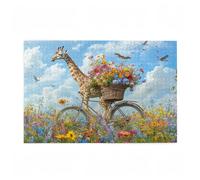 200 Piece Jigsaw Puzzles for Adults, Creative Impossible Puzzles Games for Adults Beginners, Large Wooden Jigsaw with Poster and Storage Box, Gifts for Women, Theme: Giraffe & Flower 35x25cm D-600