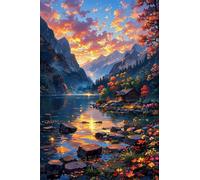 200 Piece Jigsaw Puzzles for Adults, Educational Games, Difficult, Logic Puzzles, Mountain River Cottage Puzzles for Adults, Puzzle 200 Pieces