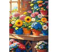 200 Piece Jigsaw Puzzles for Adults Flower Pot, Puzzles 200 Pieces for Adults, 14x10 inch Difficult Jigsaw Puzzles with Letters on Back, Fun puzzle for Family Activity