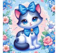 200 Piece Jigsaw Puzzles for Adults, Impossible Hard Difficult Challenging jigsaw puzzle 200 pieces adult Puzzles Classic Educational Games 28x28cm, Blue Bow Cat