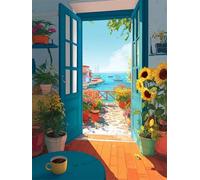 200 Piece Jigsaw Puzzles for Adults, Impossible Hard Difficult Challenging jigsaw puzzle 200 pieces adult Puzzles Classic Educational Games 35x25cm,Terrace Door Sea