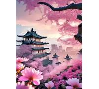 200 piece Jigsaw Puzzles for Adults Impossible Hard Difficult Challenging Puzzle, jigsaws 200 pieces for adults Fun Activity & Present for The Whole Family, Theme:Pink Plants Buildings