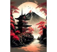 200 Piece Jigsaw Puzzles for Adults Japanese Landscape Puzzle Fun Challenges Perfect for Relaxation Letter Printed on Back Interlock Perfectly No Dust for Men Women Elders Seniors 13.8 x 9.8 inch