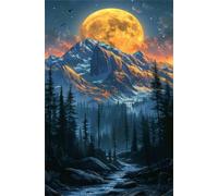 200 Piece Jigsaw Puzzles for Adults Moon Mountain Forestss Puzzle Fun Challenges Perfect for Relaxation Letter Printed on Back Interlock Perfectly No Dust for Men Women Elders Seniors 13.8 x 9.8 inch