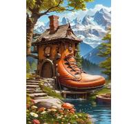 200 Piece Jigsaw Puzzles for Adults Mountain House River, Educational Games, Challenging & Brainteasing for Men Women Elders Seniors, Puzzle 200 Pieces