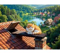 200 Piece Jigsaw Puzzles for Adults Roof Cat Nature, Puzzles 200 Pieces for Adults, 14x10 inch Difficult Jigsaw Puzzles with Letters on Back, Fun puzzle for Family Activity