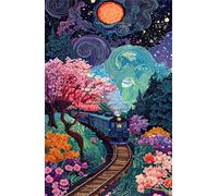 200 Piece Jigsaw Puzzles for Adults Sky Train Flowers Puzzle Fun Challenges Perfect for Relaxation Letter Printed on Back Interlock Perfectly No Dust for Men Women Elders Seniors 13.8 x 9.8 inch