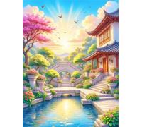 200 Piece Jigsaw Puzzles for Adults, Stone Bridge Garden Jigsaw Puzzles for Adults 200 Pieces, 35x25cm Impossible Hard Difficult Challenging Adult Puzzles for Wall Decoration and Gifts